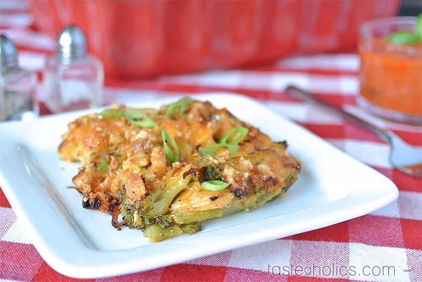 Broccoli cheddar chicken casserole slice 2