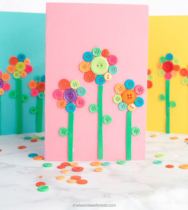 Button flower card craft