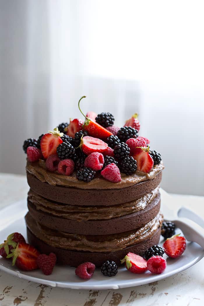 Easy Chocolate Cake Recipes with Berries and Salted Espresso Caramel