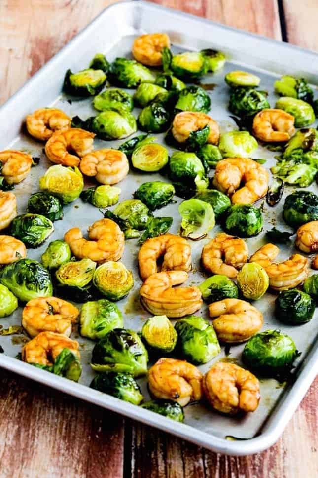 Roasted shrimp brussels sprouts