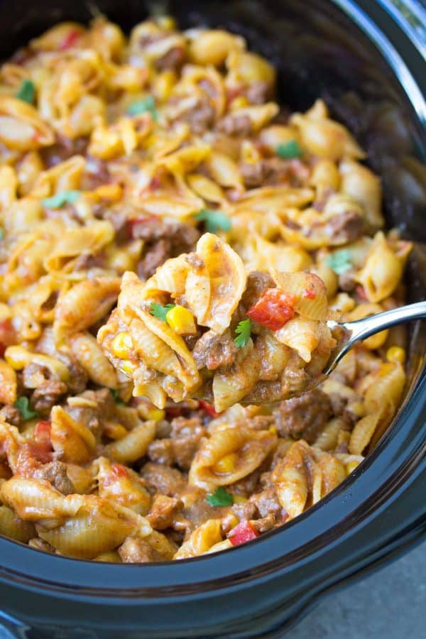 Slow cooker taco pasta