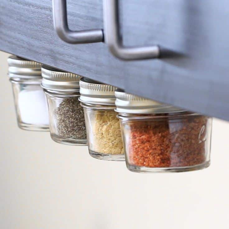 Spice rack with candle jars