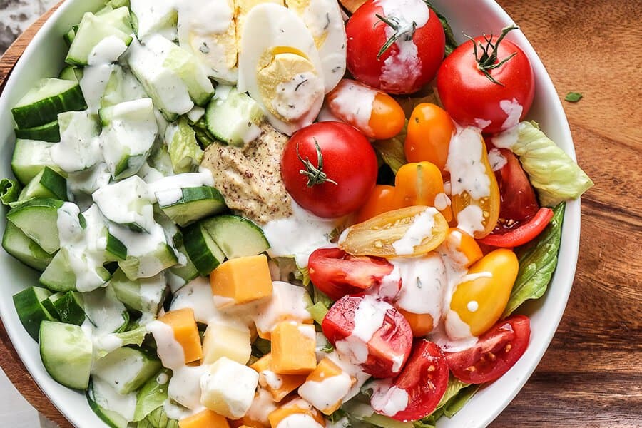 Vegetarian keto cobb salad featured