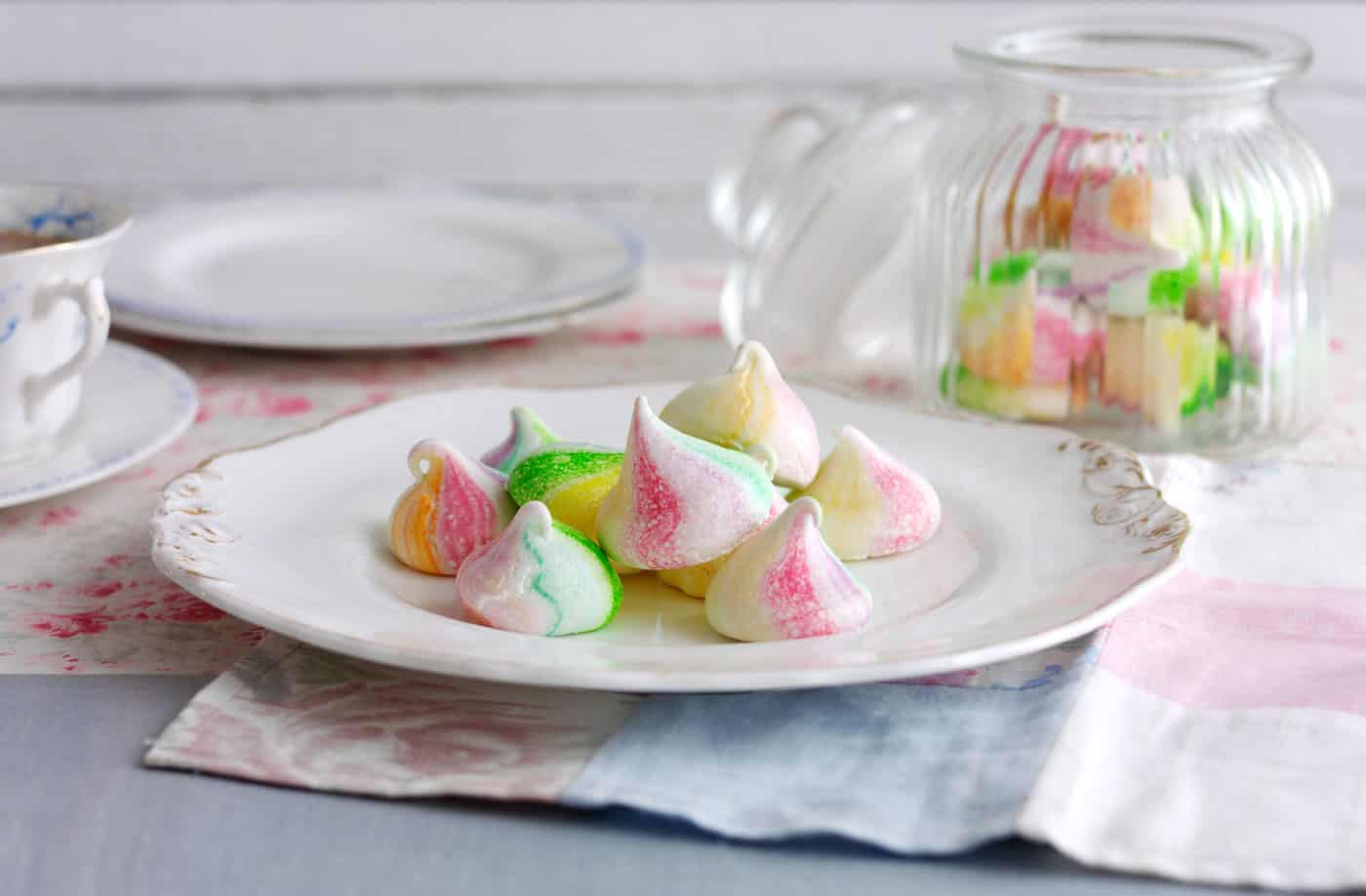 Rainbow meringues