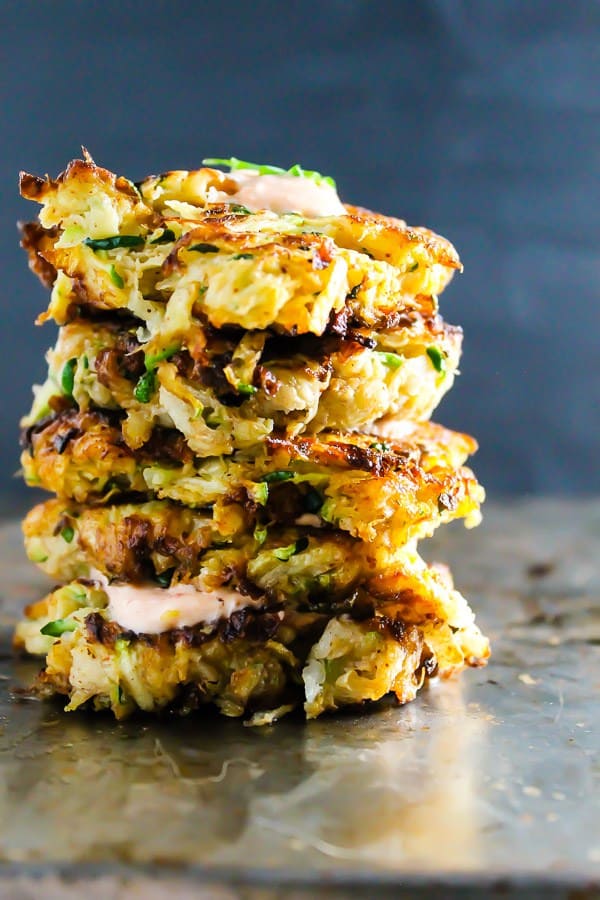 Kohlrabi and zucchini fritters