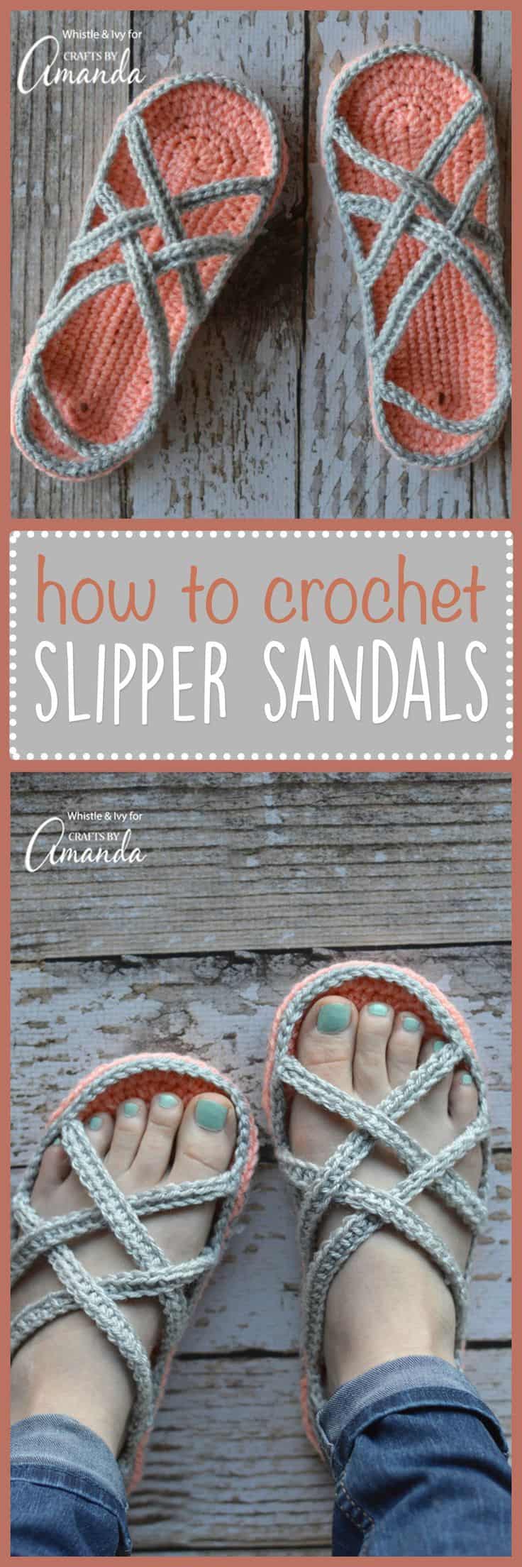Crocheted slipper sandals