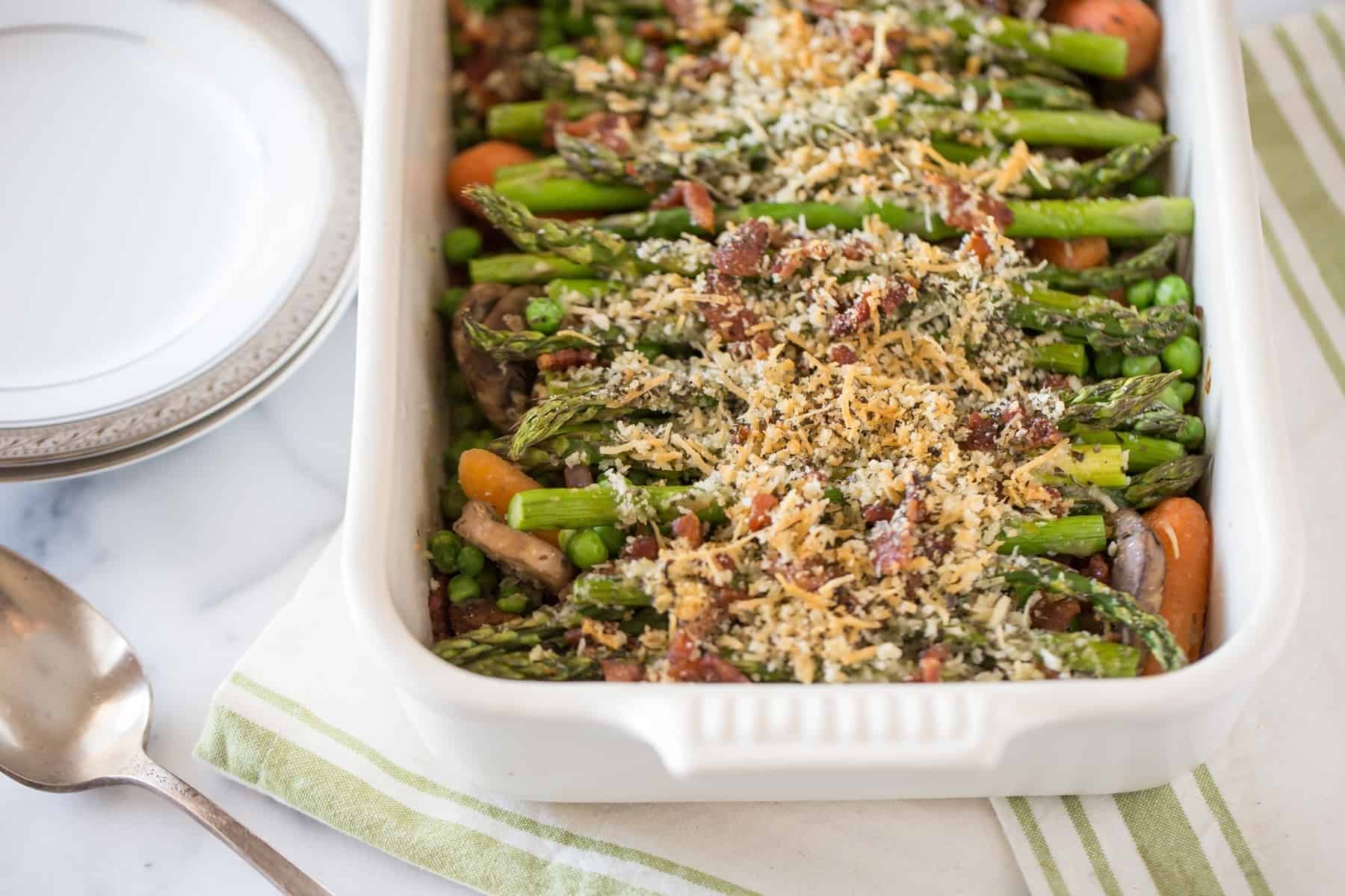 Layered spring vegetable casserole