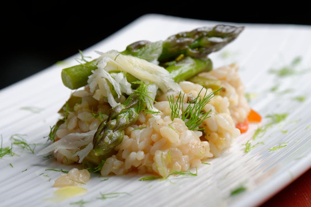 Saffron risotto with spring vegetables