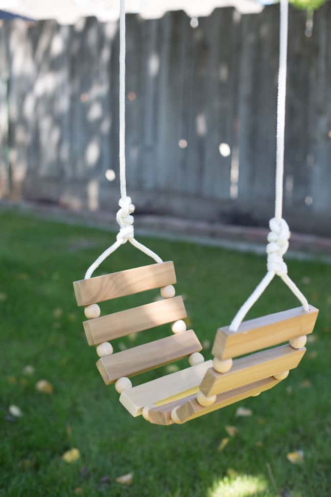 Wooden slats and beads swing