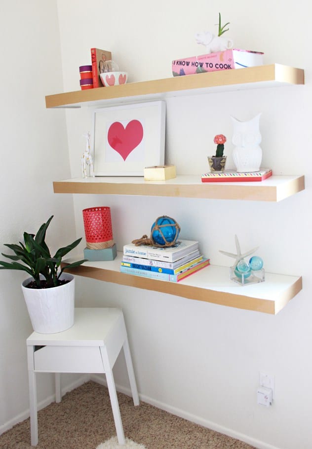 Diy colorblock floating shelves