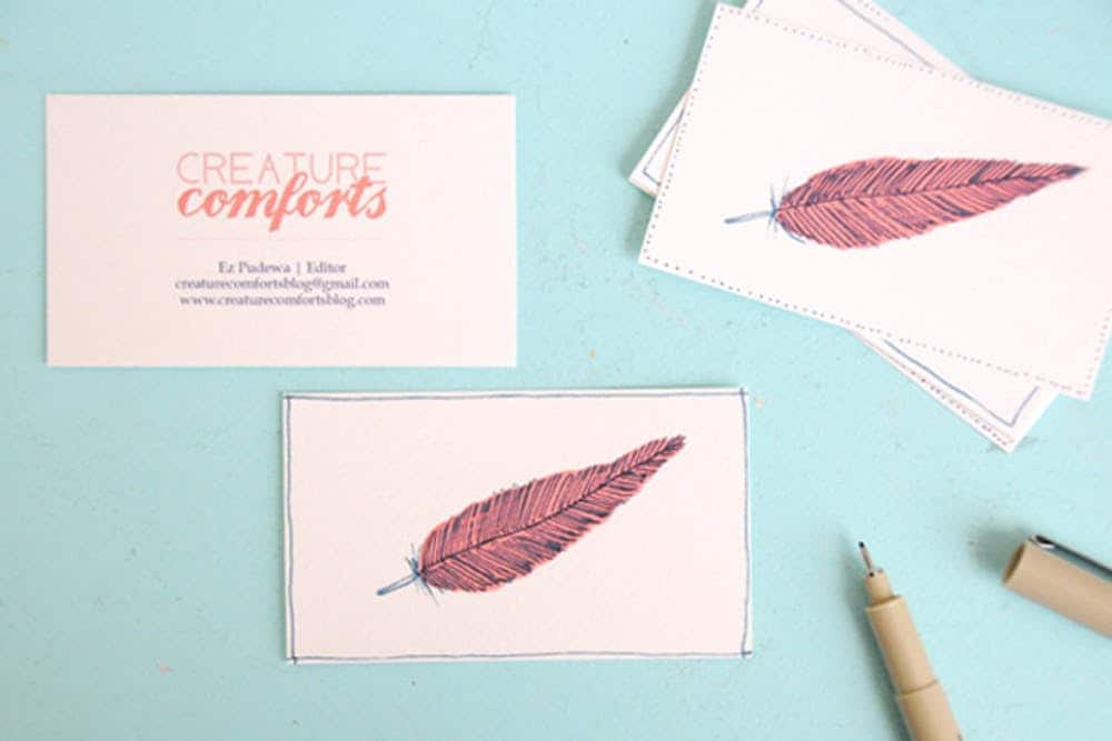 Diy printed and illustrated business cards