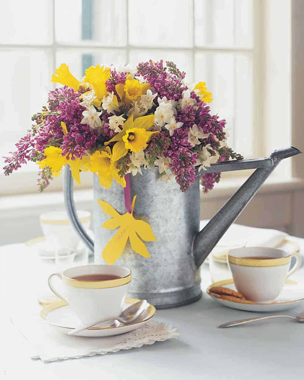 Watering can spring flower centerpiece diy