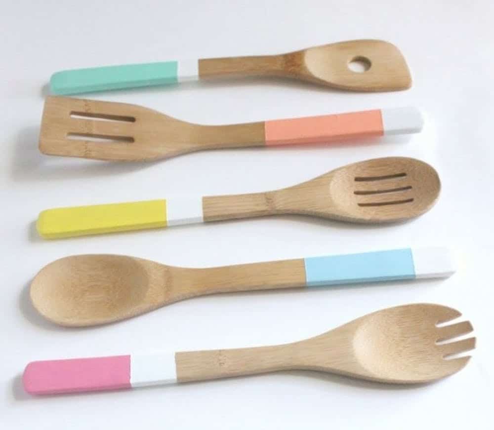 Double dipped wooden spoons