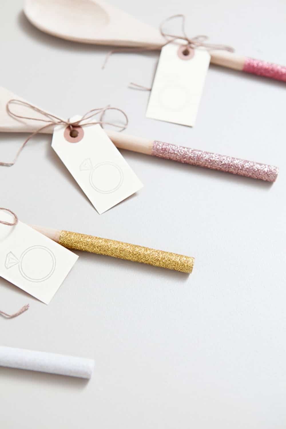 Glitter wrapped wooden spoons