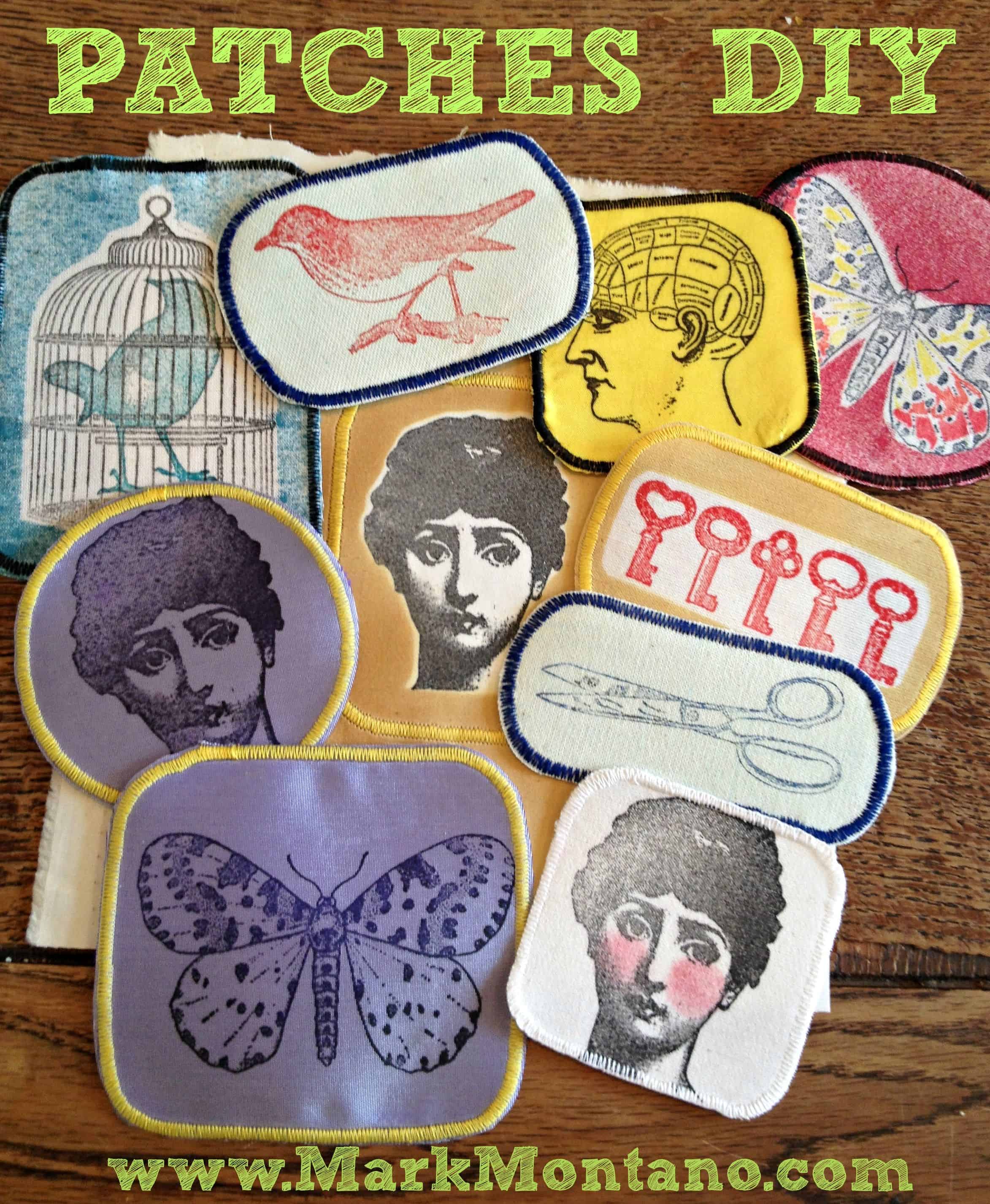 Hand stamped fabric patches