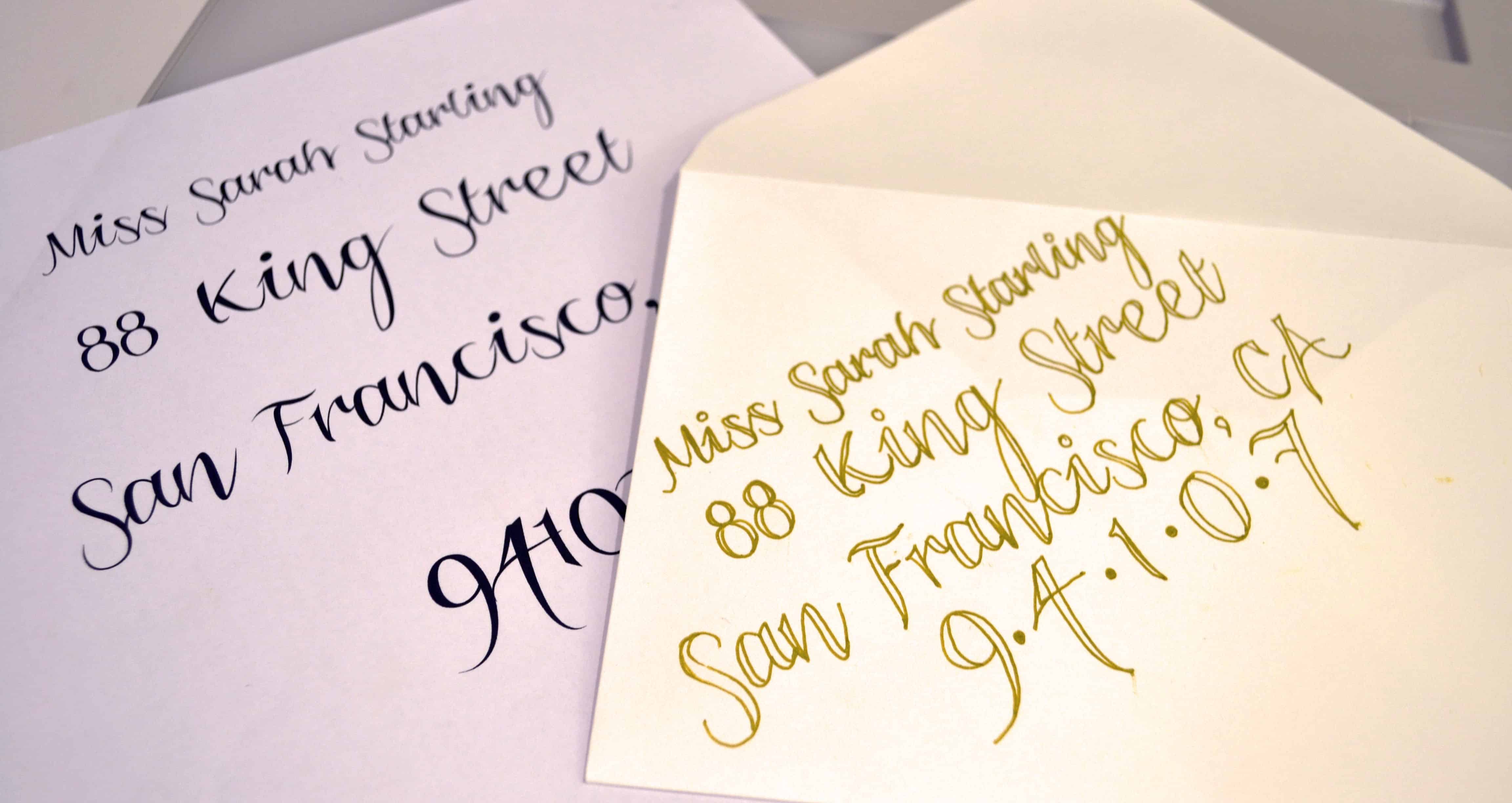 Hand written calligraphy wedding invites