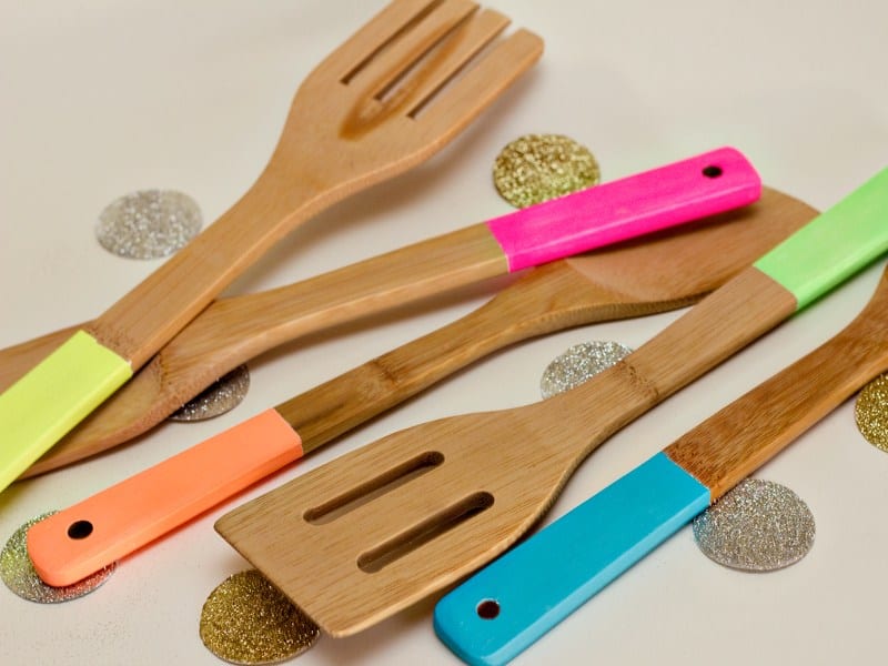 Neon painted kitchen utensils