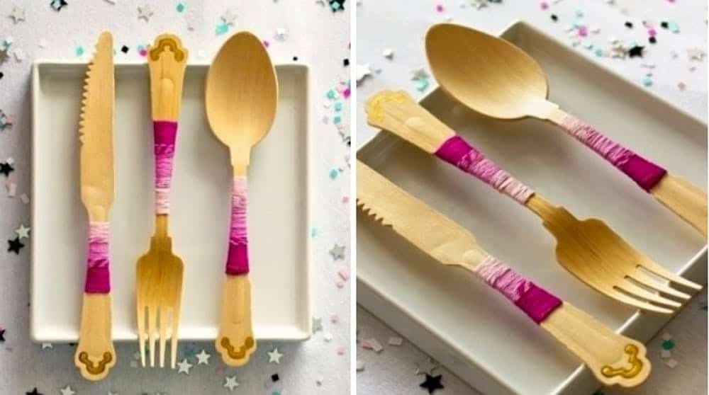 Ombre yarn wrapped serving utensils