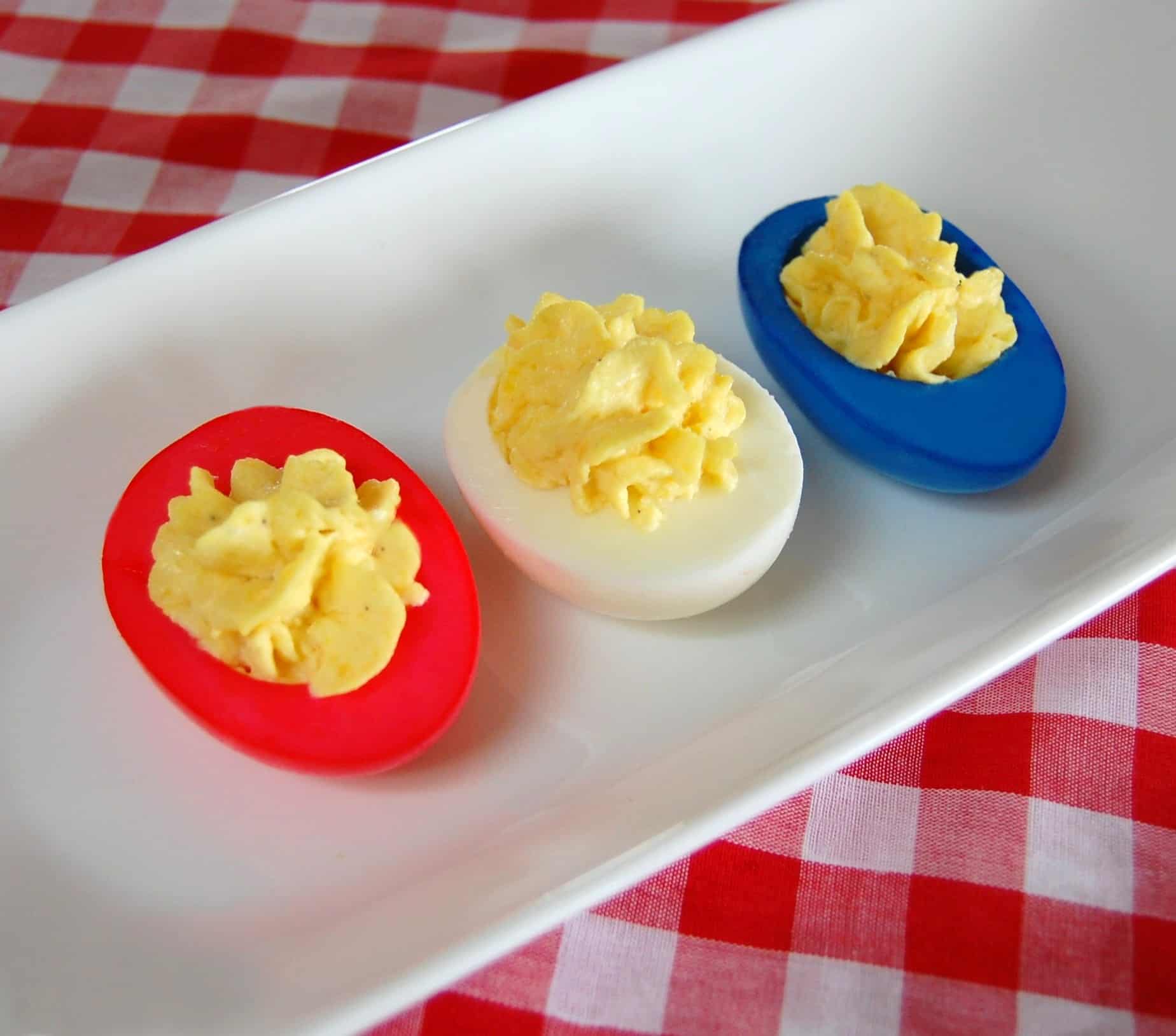 Red white blue deviled eggs