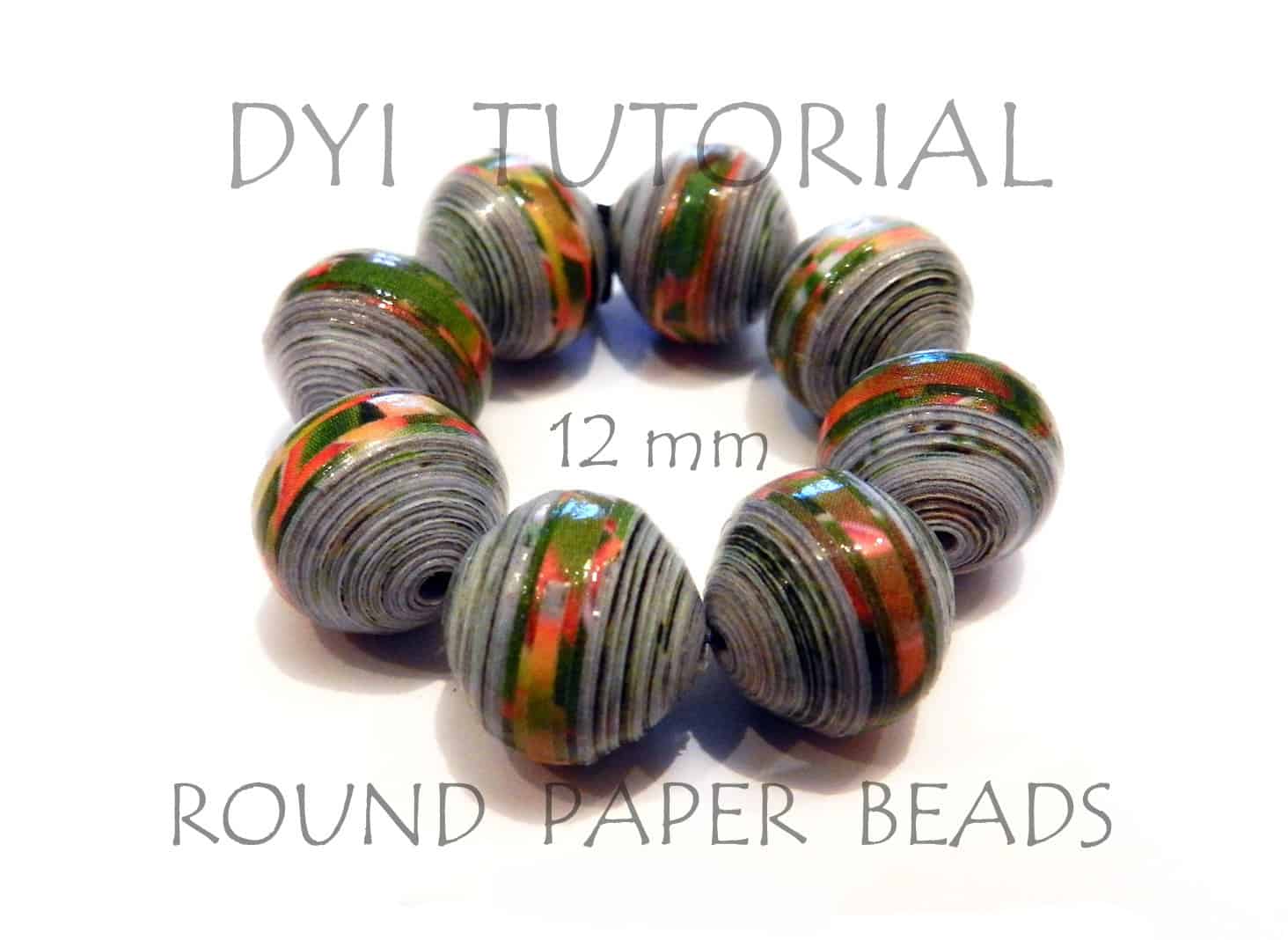 Round paper beads from magazine pages