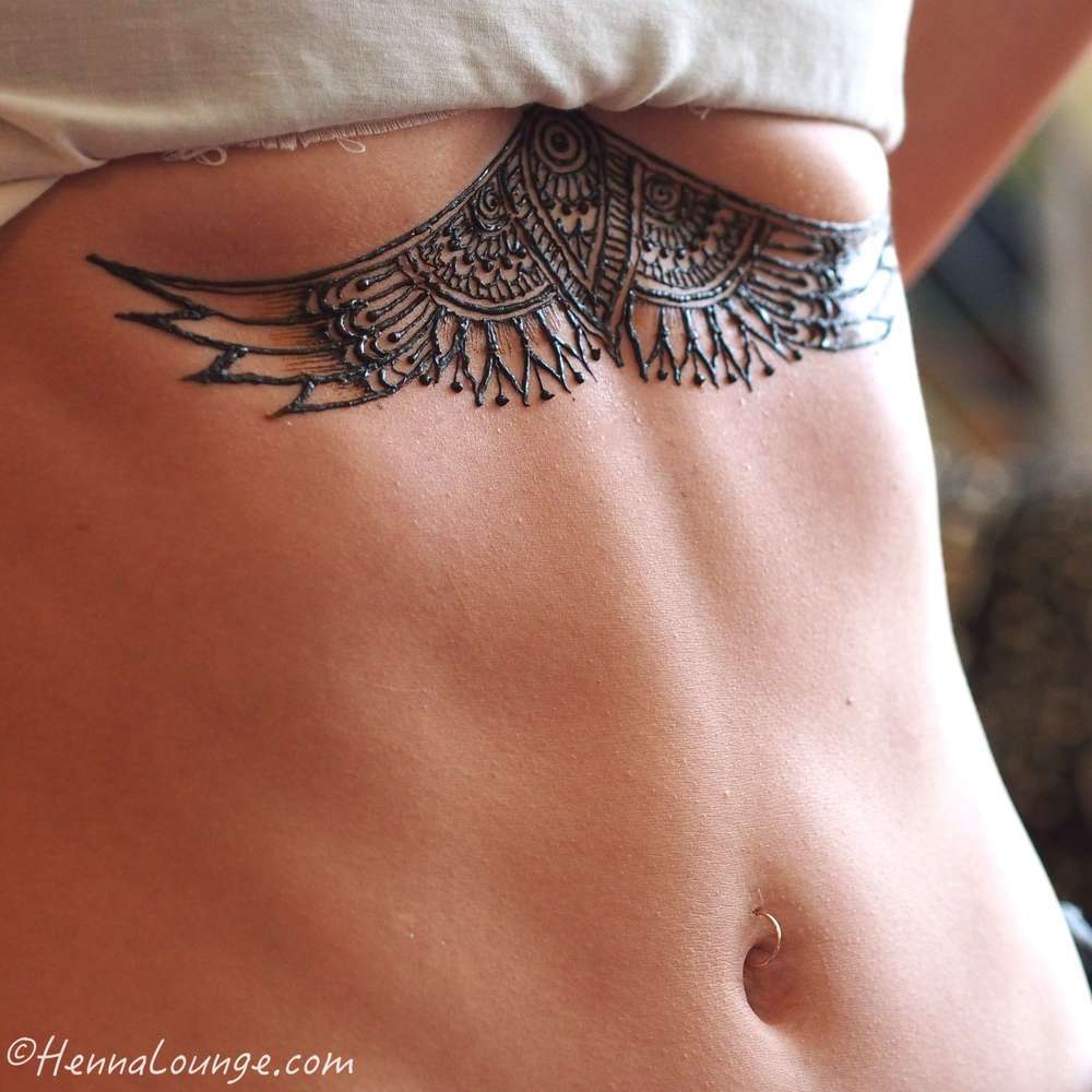 Abdominal Wings Henna Tatoo
