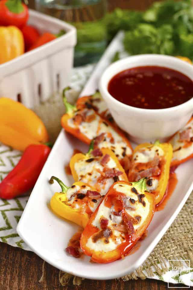 Bacon and goat cheese stuffed sweet pepper