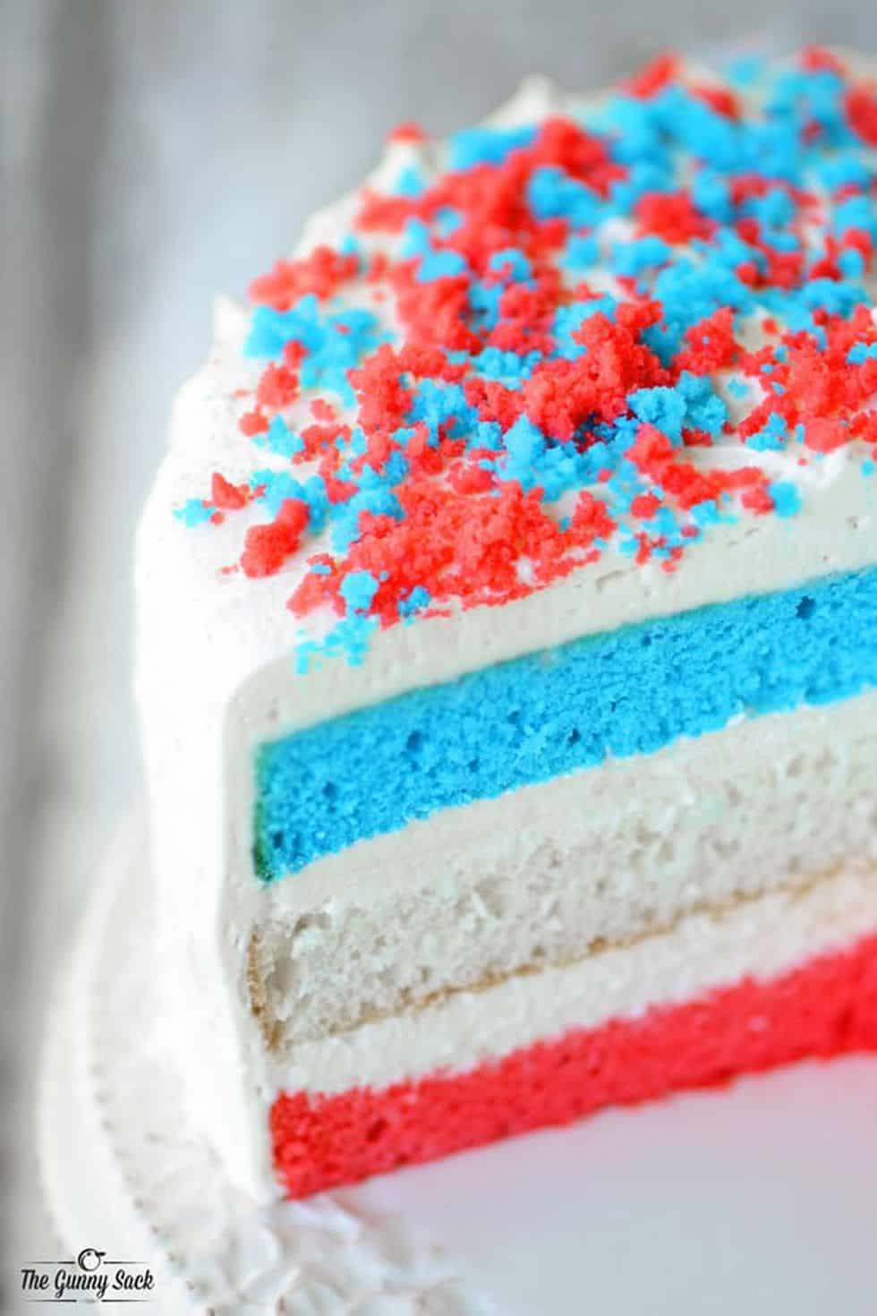 Red white and blue cake