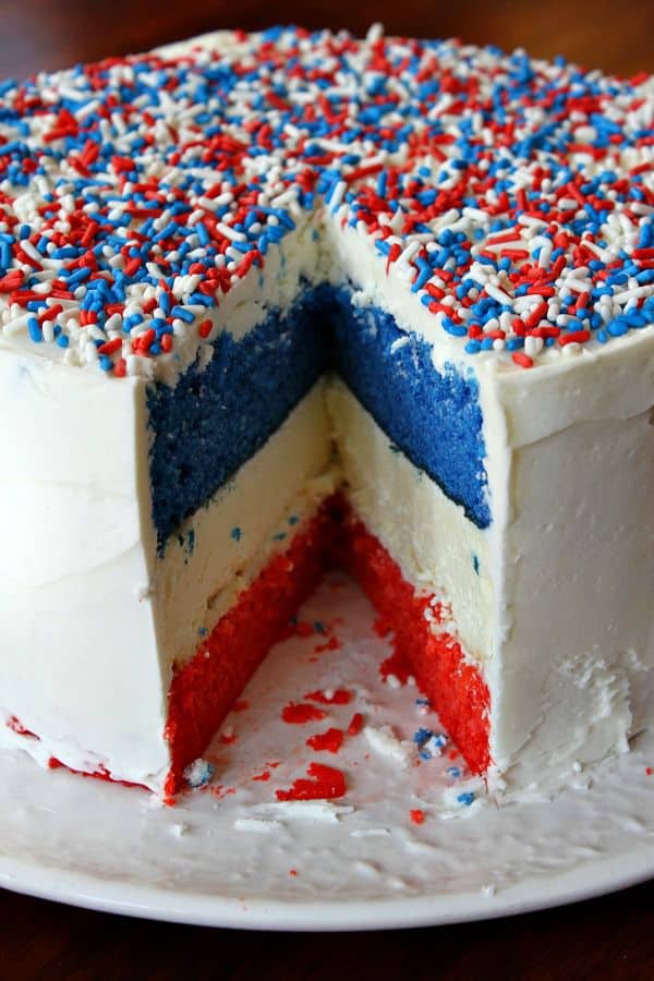 Red white and blue cheesecake cake