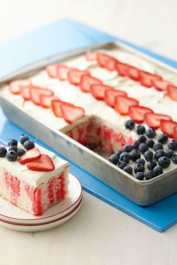 Red white and blue poke cake