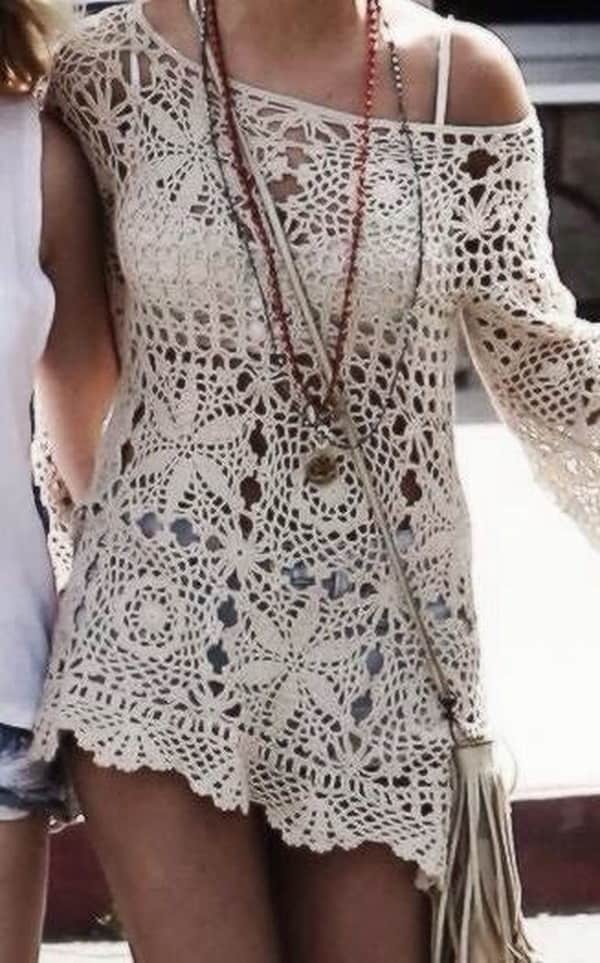 Boho chic crocheted lace blouse