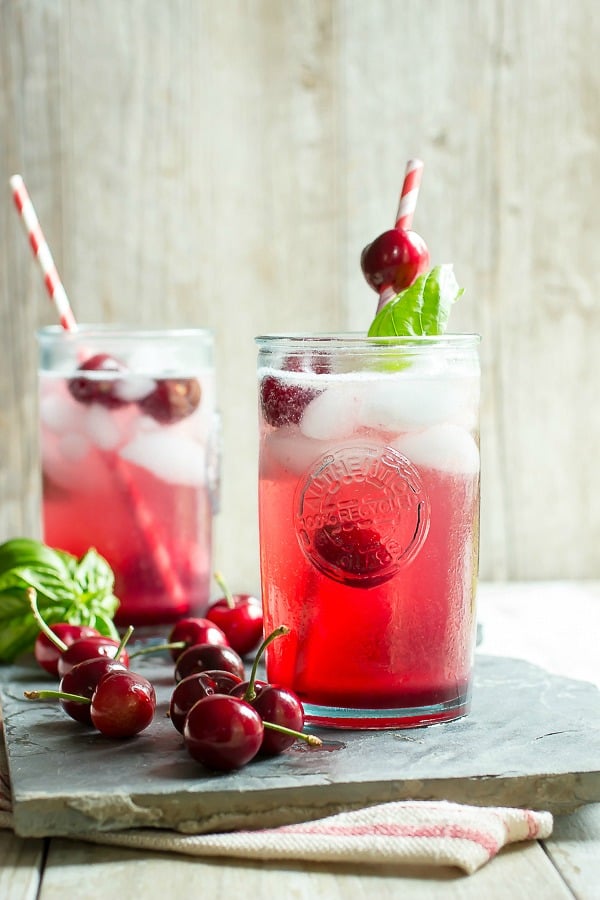 Cherry basil soda