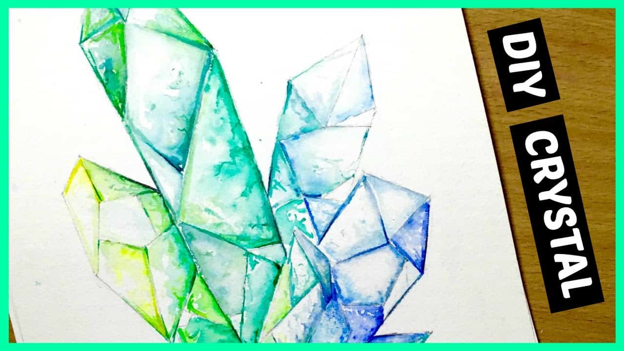 Crystal cluster water colour paintings