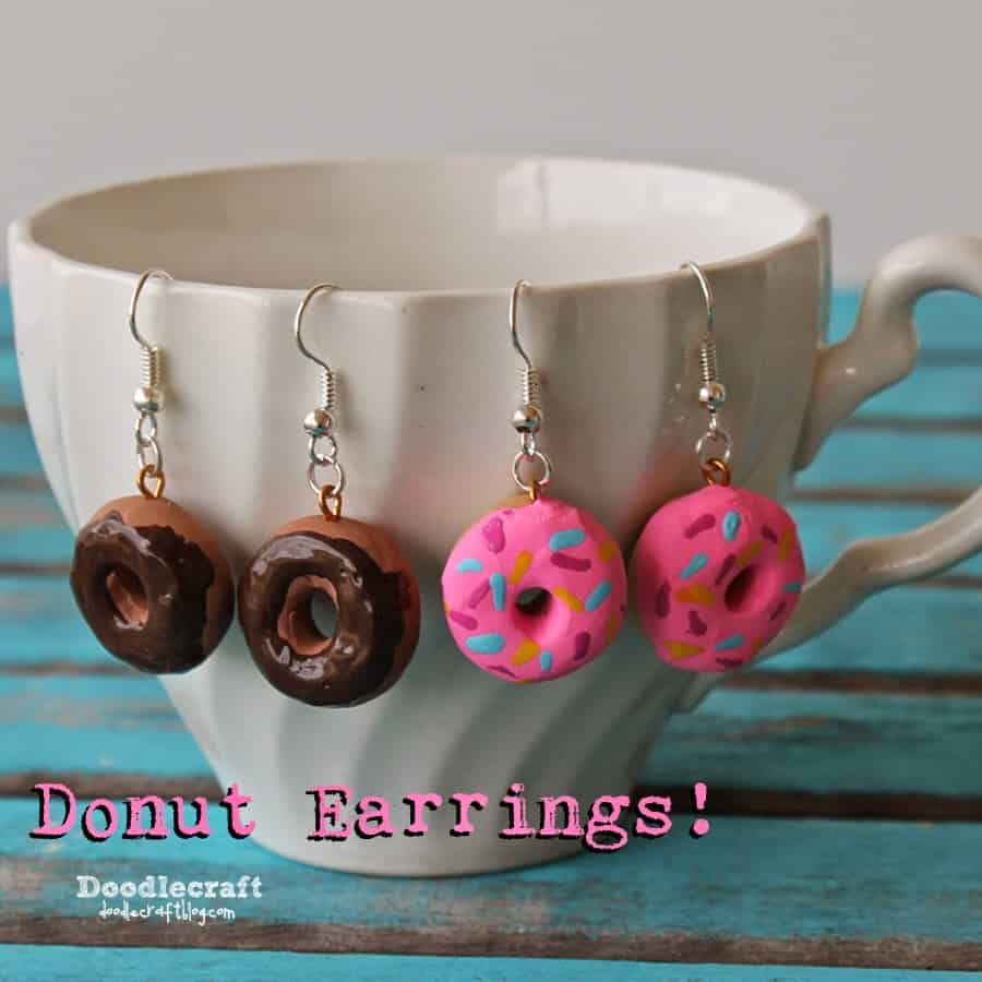 Diy clay donut earrings