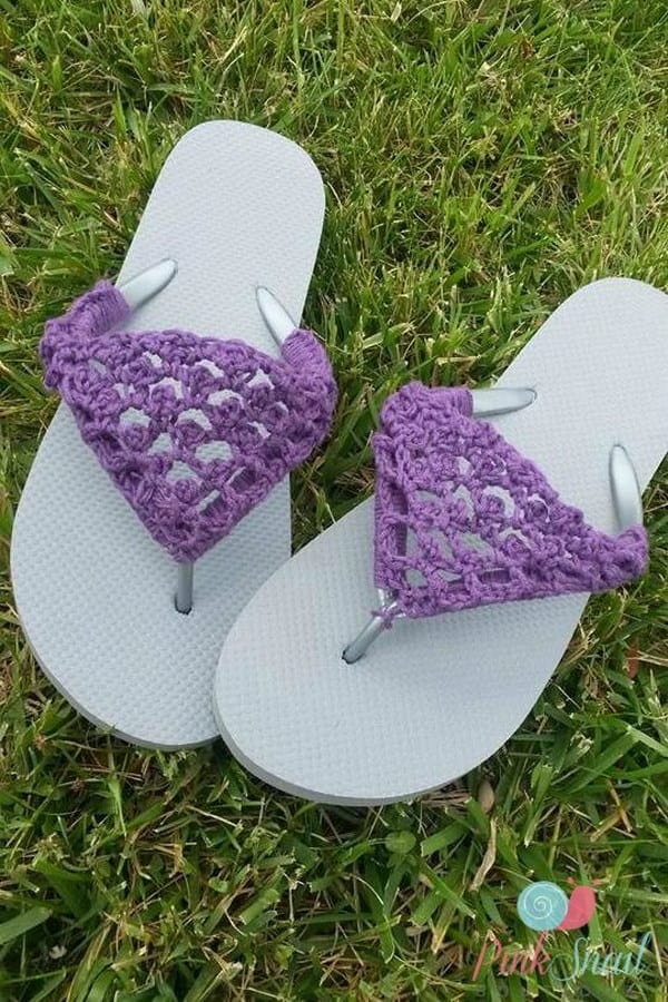 Fancy crocheted flip flop covers