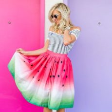 Fanric dyed watermelon circle skirt