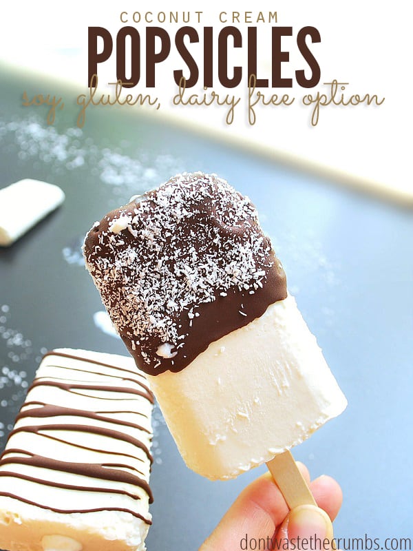 Gluten free, dairy free, coconut cream popsicles