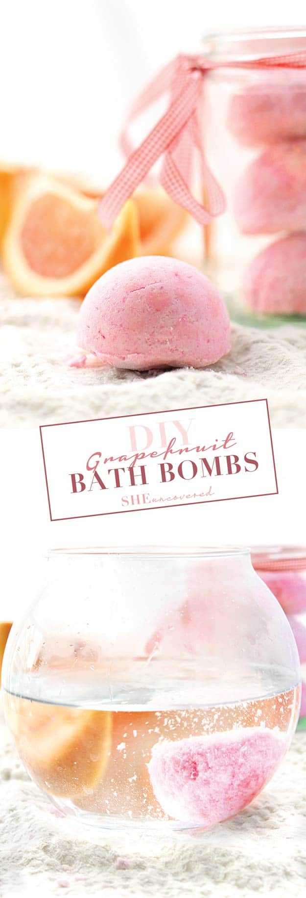 Homemade grapefruit bath bombs