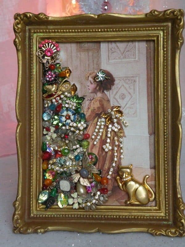 Jewelry embellished paintings