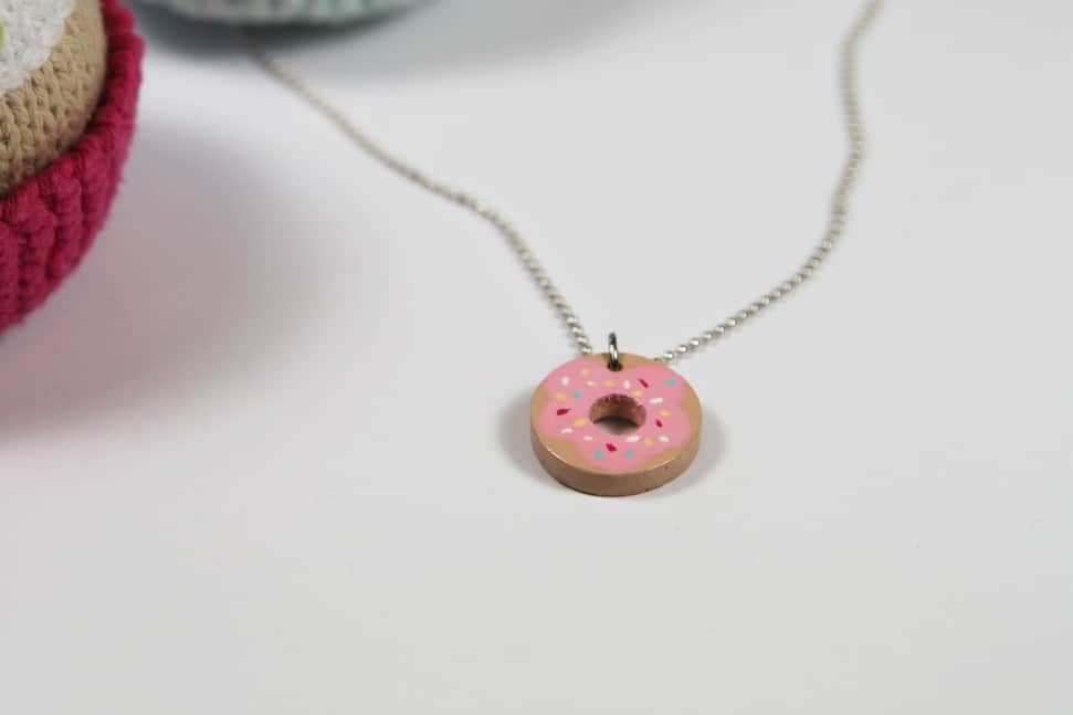 Little wooden donut necklace