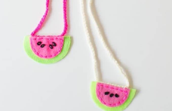 Mini felt watermelon necklaces