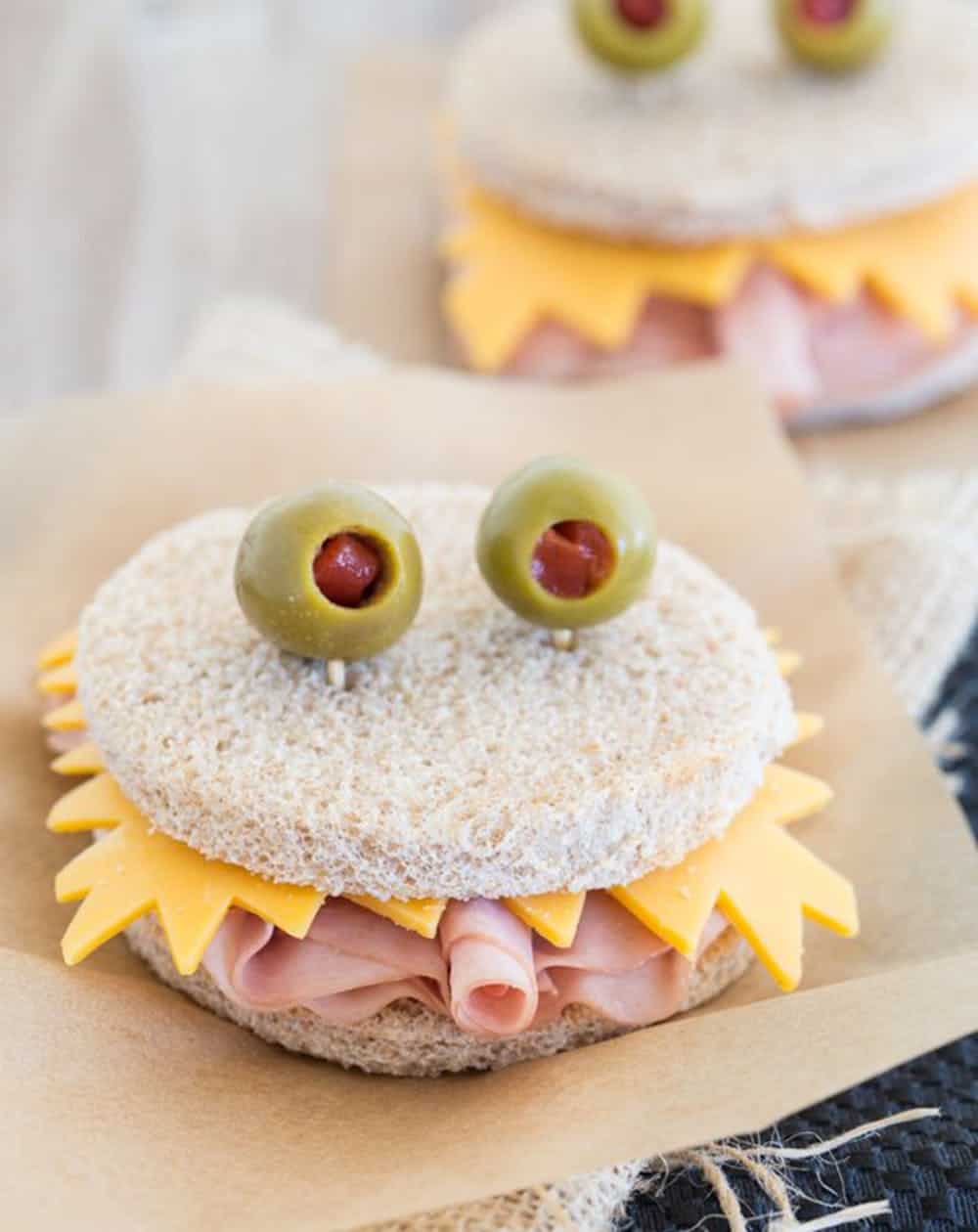 Monster sandwiches for school lunches