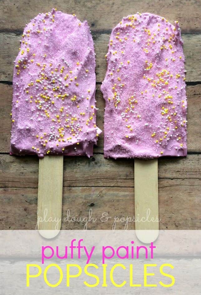 Puffy paint and sprinkle popsicles