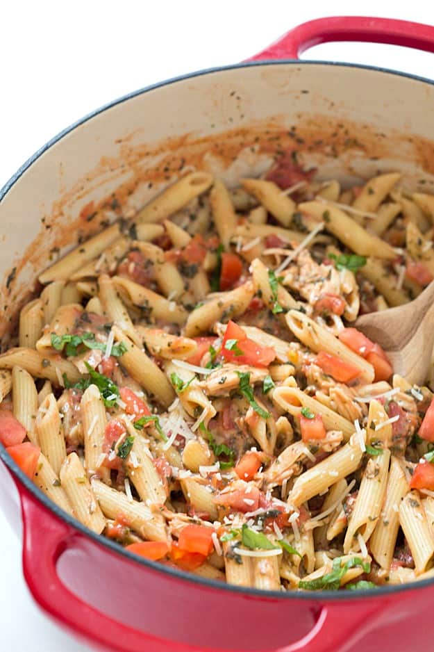 Tuscan chicken and penne pasta