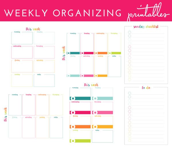 Weekly organizing printables set