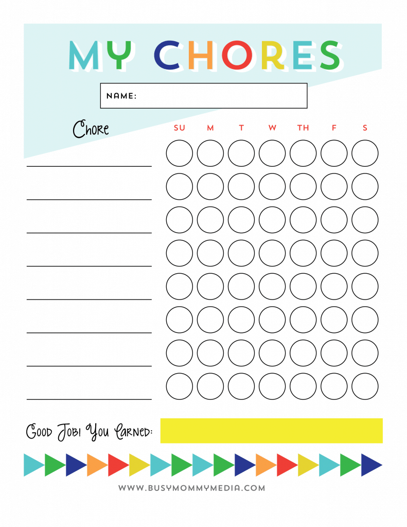Colorful chore chart