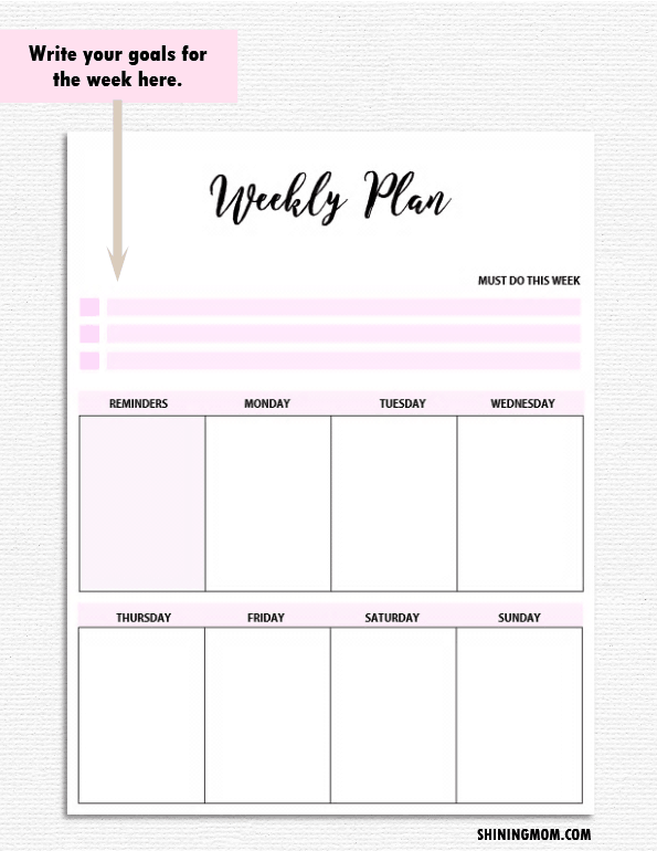 Free printable weekly planner 1