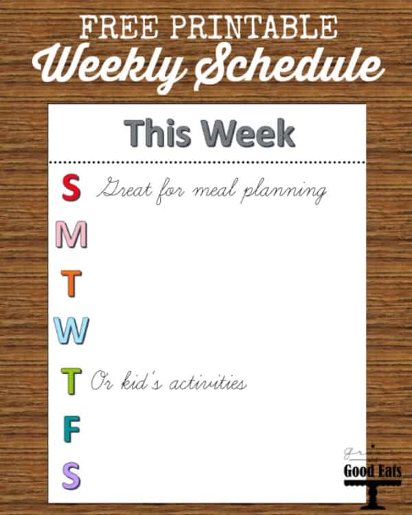 Free printable weekly schedule