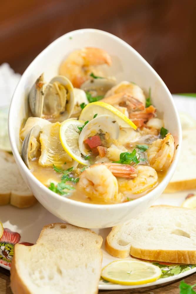 Healthy tuscan seafood stew