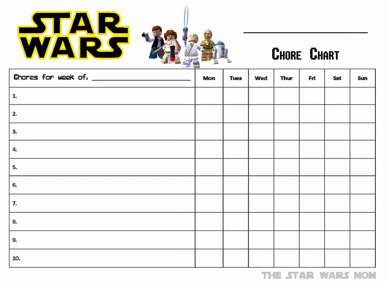 Star wars chore chart