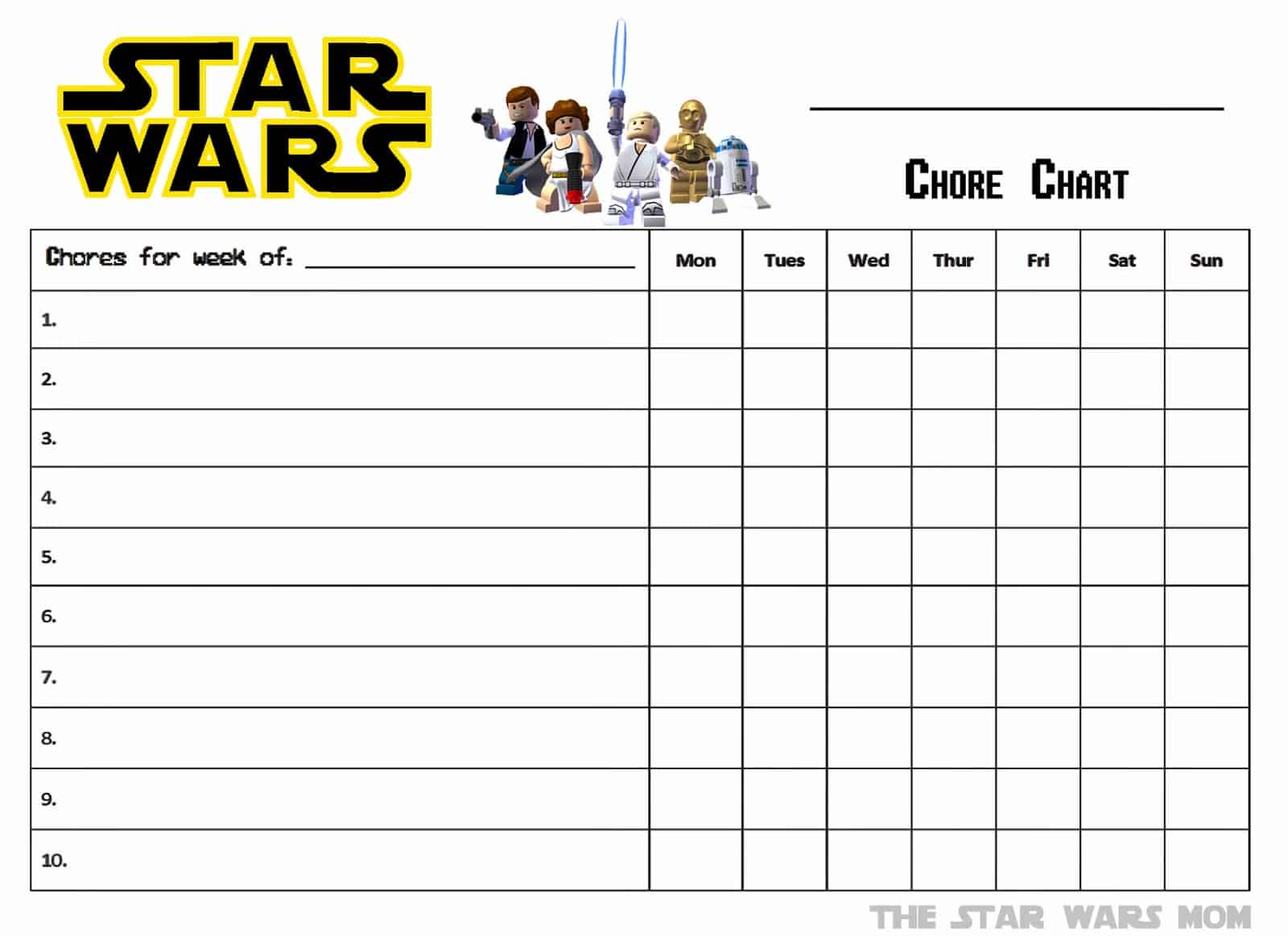 free printable chore charts star wars